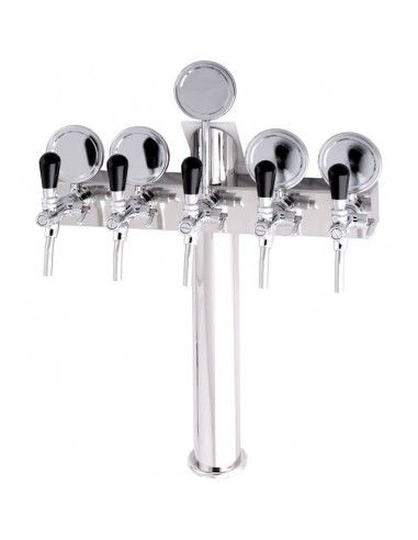 STV00886 - Beer font "T5" in stainless steel with 5 taps + medallions