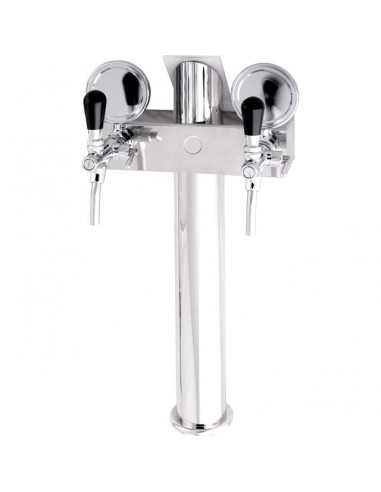 STV01301 - Beer font "T2" in stainless steel with 2 taps on an 3 tap body + medallions