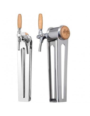 STV02128 - Beer font "Naked one" in stainless steel with 1 tap - handle and medallion in oak wood