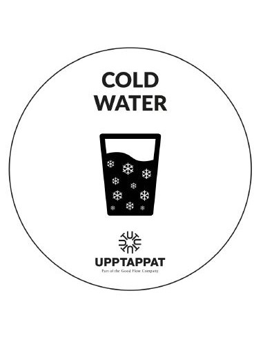 UPP00202 - Tillbehör - Välvd dekal med texten "Cold water" svart text på vi botten ⌀82 mm