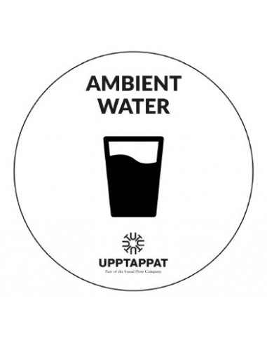 UPP00203 - Tillbehör - Välvd dekal med texten "Ambient water" svart text på vi botten ⌀82 mm