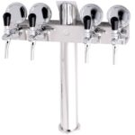 STV01300 - Tapptorn komplett - Tapptorn "T4" i rostfritt med 4 kranar på en 5-kransarmatur + märkbrickor