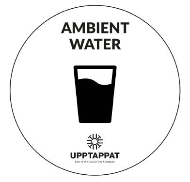 UPP00204 - Tillbehör - Välvd dekal med texten "Sparkling water" svart text på vi botten ⌀82 mm