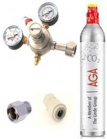 PACK00004 - Trycksättning - Paket - Aga CO2-flaska 425g + regulator och trapetsadapter (W21.8x1/14")