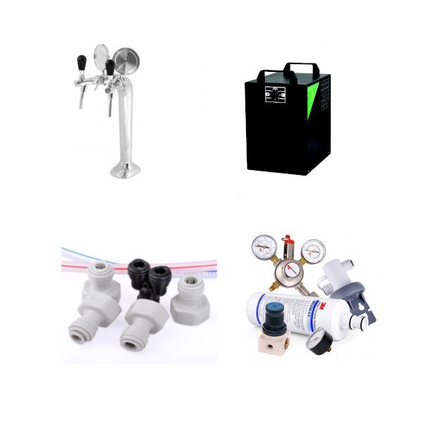 PACK02074 - Kolsyrat vatten - Paket kolsyrat vatten - Lindr Pygmy 25 "soda" med tapptorn "Thor" för två dryckeslinjer