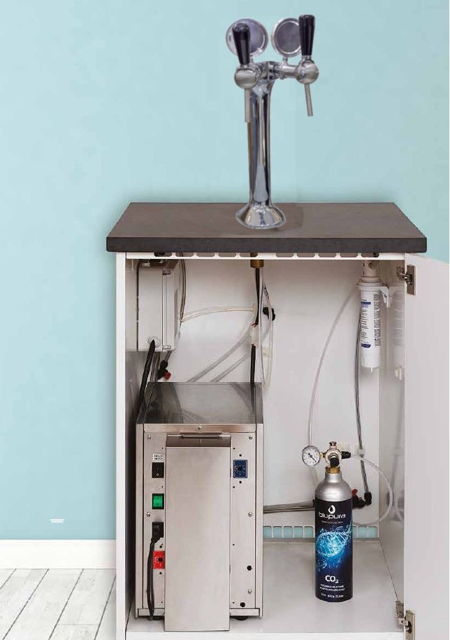 PACK00114-2 - Kolsyrat vatten - Paket kolsyrat vatten - Blupura Blusoda Box Fizz 45 med tapptorn "Thor" 2 kranar för kallt oc...