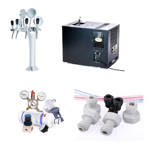 PACK02062-3 - Vattenkylda fatölsanläggningar - Paket kolsyrat vatten och öl - Lindr AS-110 "soda" med tapptorn "Thor" i krom ...