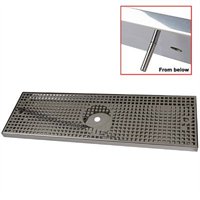UPP00250 - Spillbrickor med avlopp och glastvätt - Spillbricka i rostfritt 700x220x25 med avlopp och glastvätt
