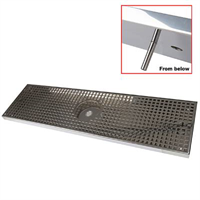 UPP00252 - Spillbrickor med avlopp och glastvätt - Spillbricka i rostfritt 900x220x25 med avlopp och glastvätt