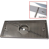 UPP00254 - Spillbrickor med avlopp och glastvätt - Spillbricka i rostfritt 500x220x25 med avlopp och glastvätt