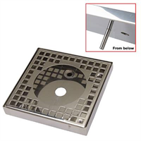 UPP00256 - Spillbrickor med avlopp och glastvätt - Spillbricka i rostfritt 170x170x25 med avlopp och glastvätt